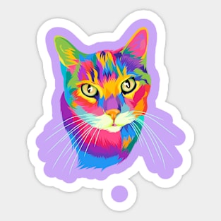 Colorful cat in abstract Sticker